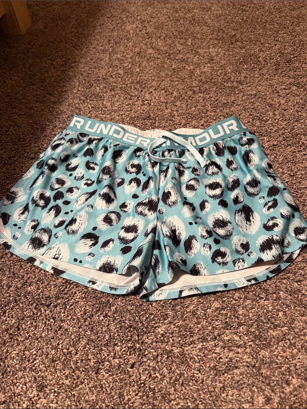 Under Armour Women's Aqua Leopard Print Athletic Shorts